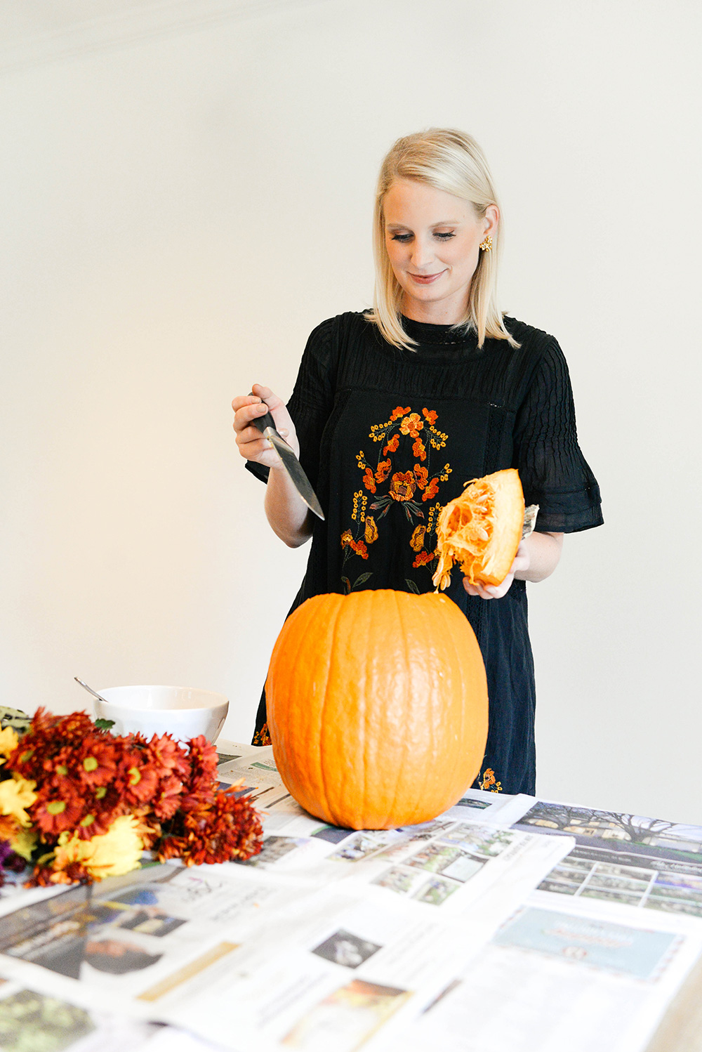Pumpkin Flower Arrangement for Fall | The Style Scribe