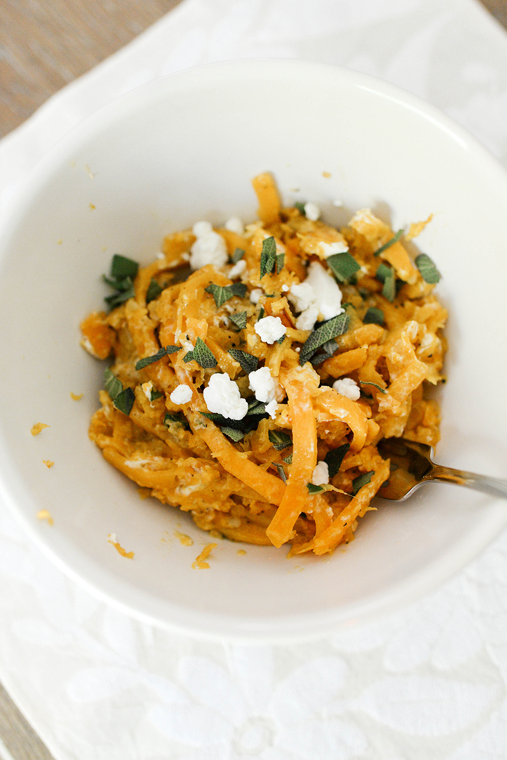 Butternut Squash Noodles with Goat Cheese and Sage | The Style Scribe