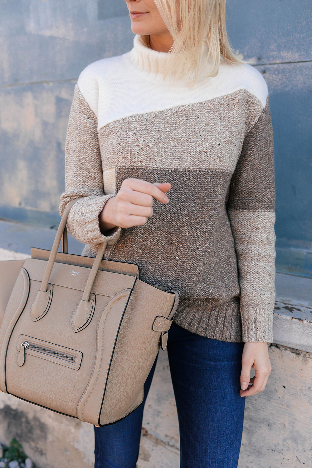 French Connection Patchwork Turtleneck Sweater | The Style Scribe