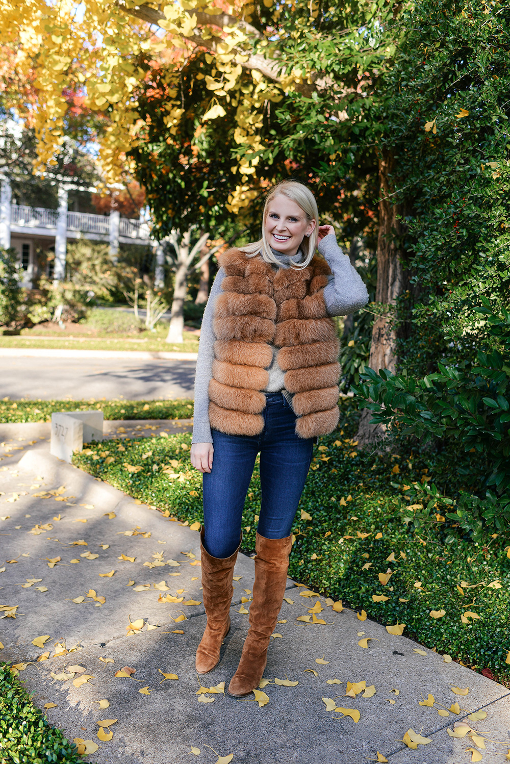 Brown Fox Fur Vest | The Style Scribe