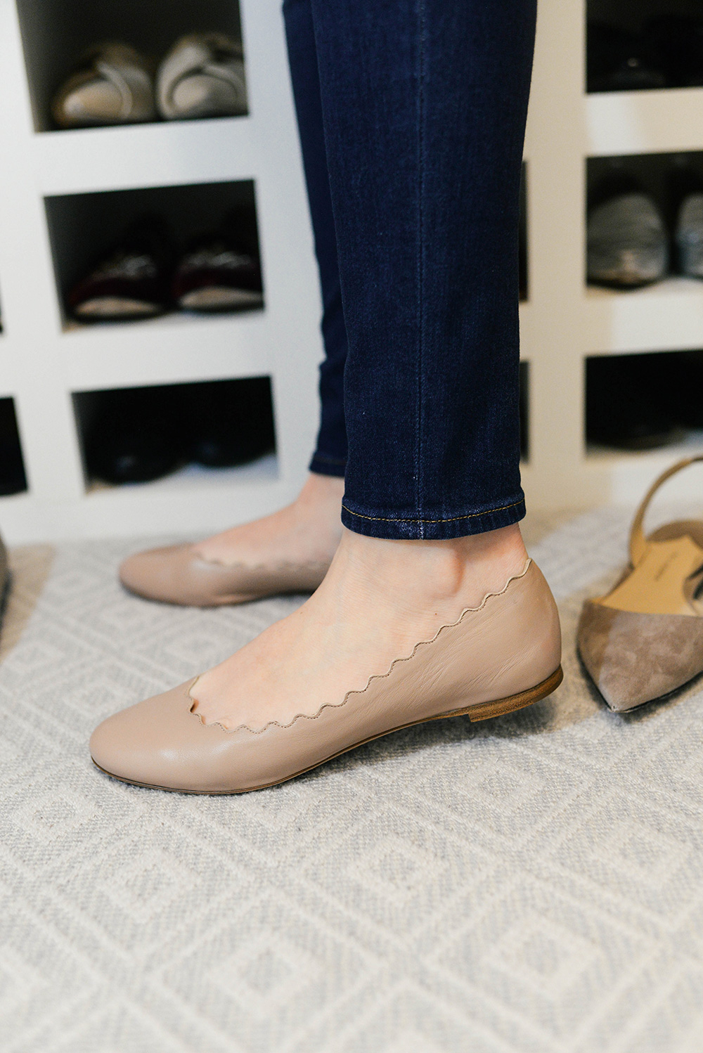 Chloe Leather Scalloped Ballet Flats | Style Scribe