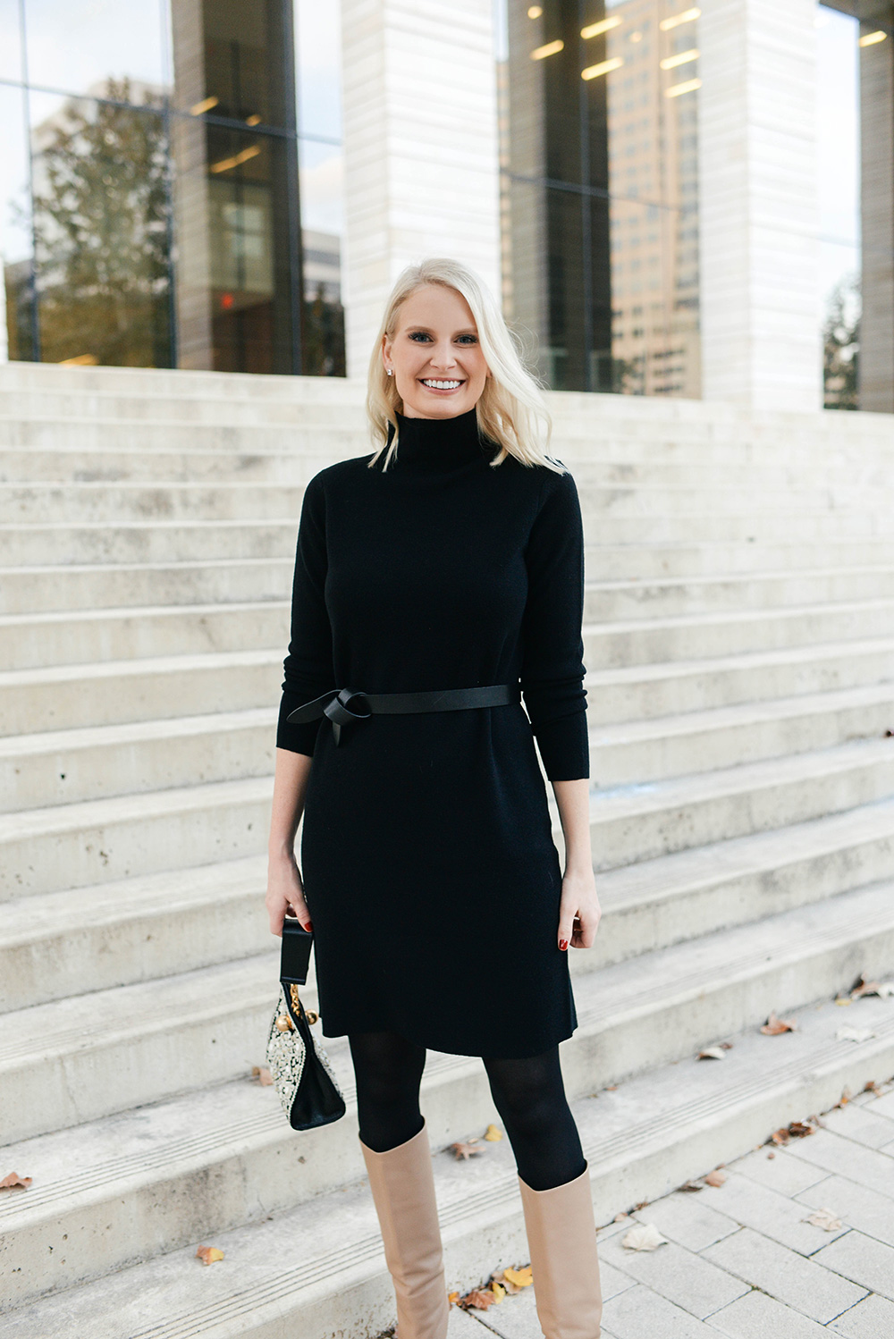 Black Turtleneck Sweater Dress | The Style Scribe