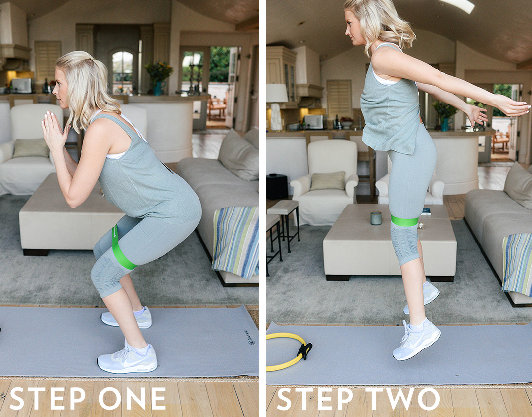 Jump Squats with Stretchy Band | Five Hip Workouts You Can Do At Home 