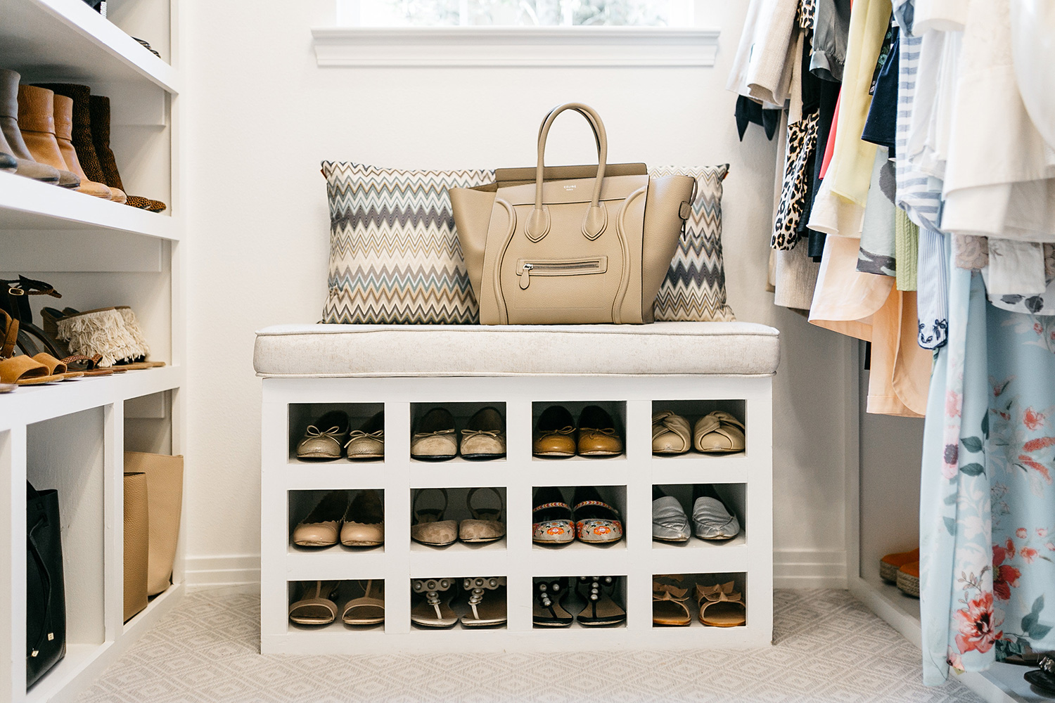 Master Bedroom Closet Reveal | Bench with Shoe Cubbies
