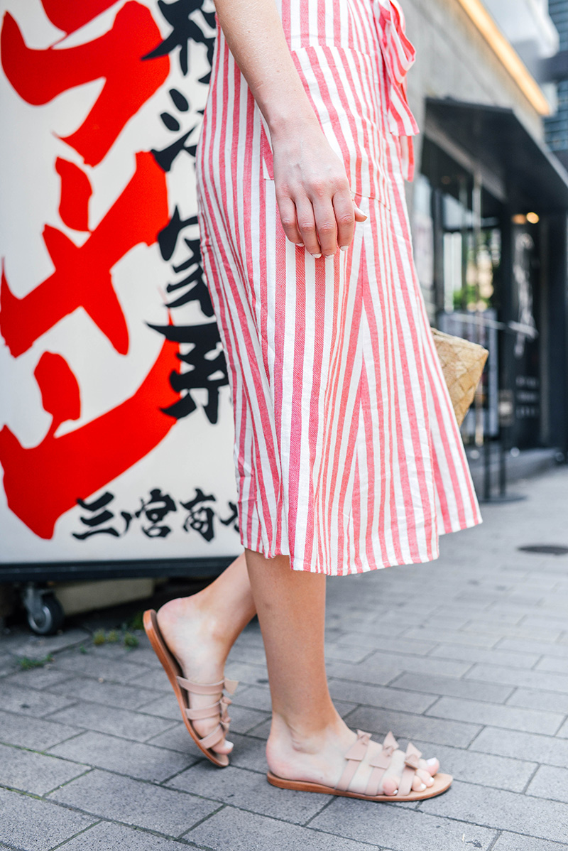 Mango Striped Midi Dress | Five Hours in Kobe, Japan
