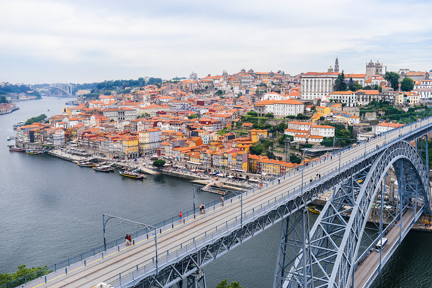 View of Porto and Duoro River from Dom Saint Luis Bridge