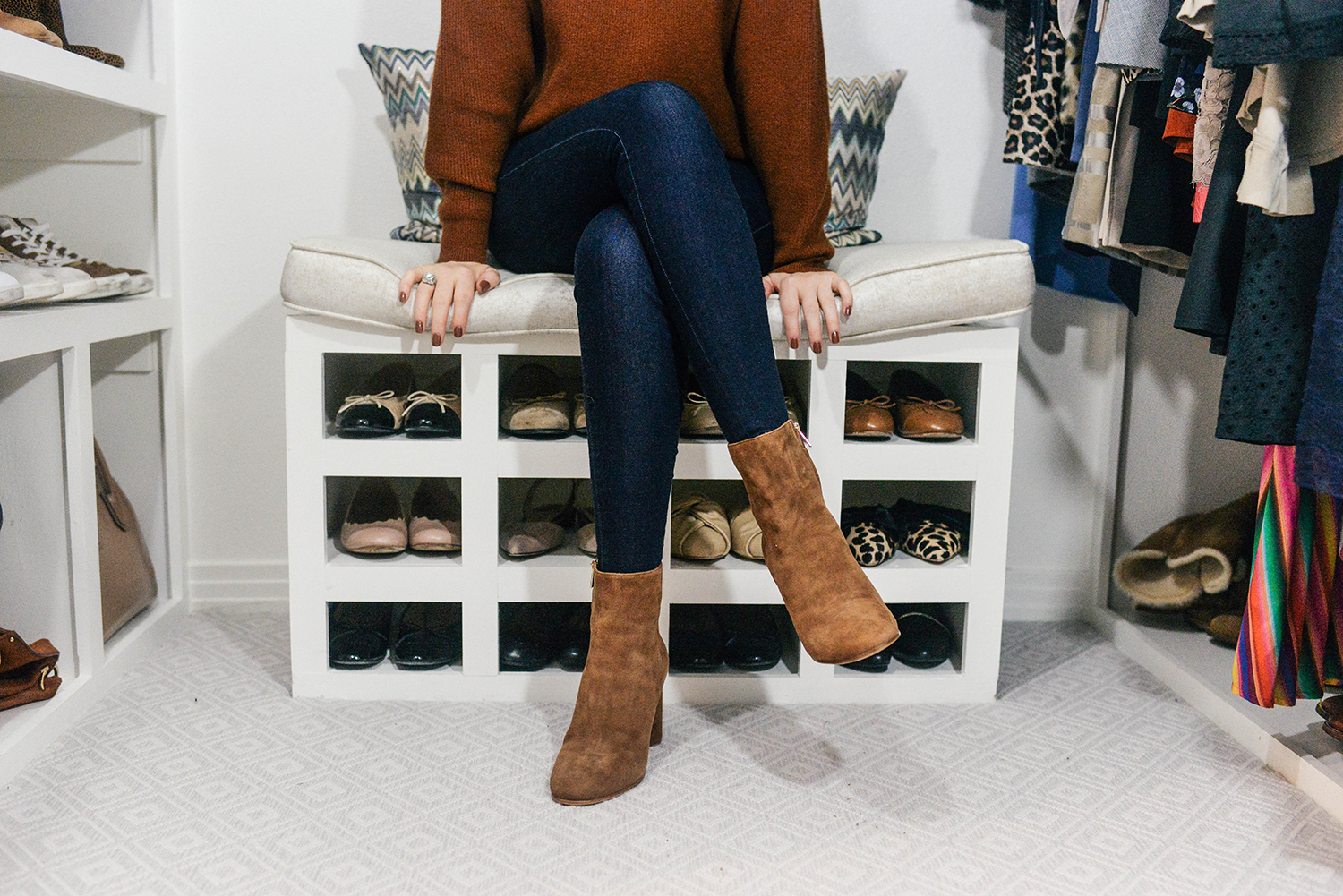 Brown Turtleneck, Dark Wash Jeans and Brown Suede Boots | The Style Scribe