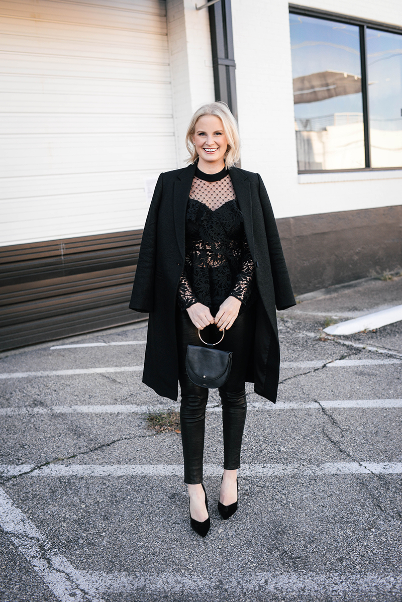 New Year's Eve Outfit Ideas | Pretty Statement Top and Leather Pants