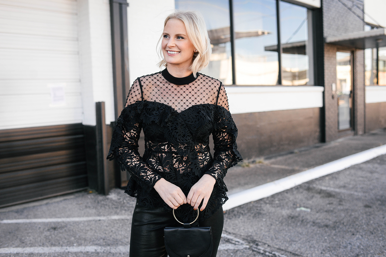 New Year's Eve Outfit Ideas | Pretty Statement Top and Leather Pants