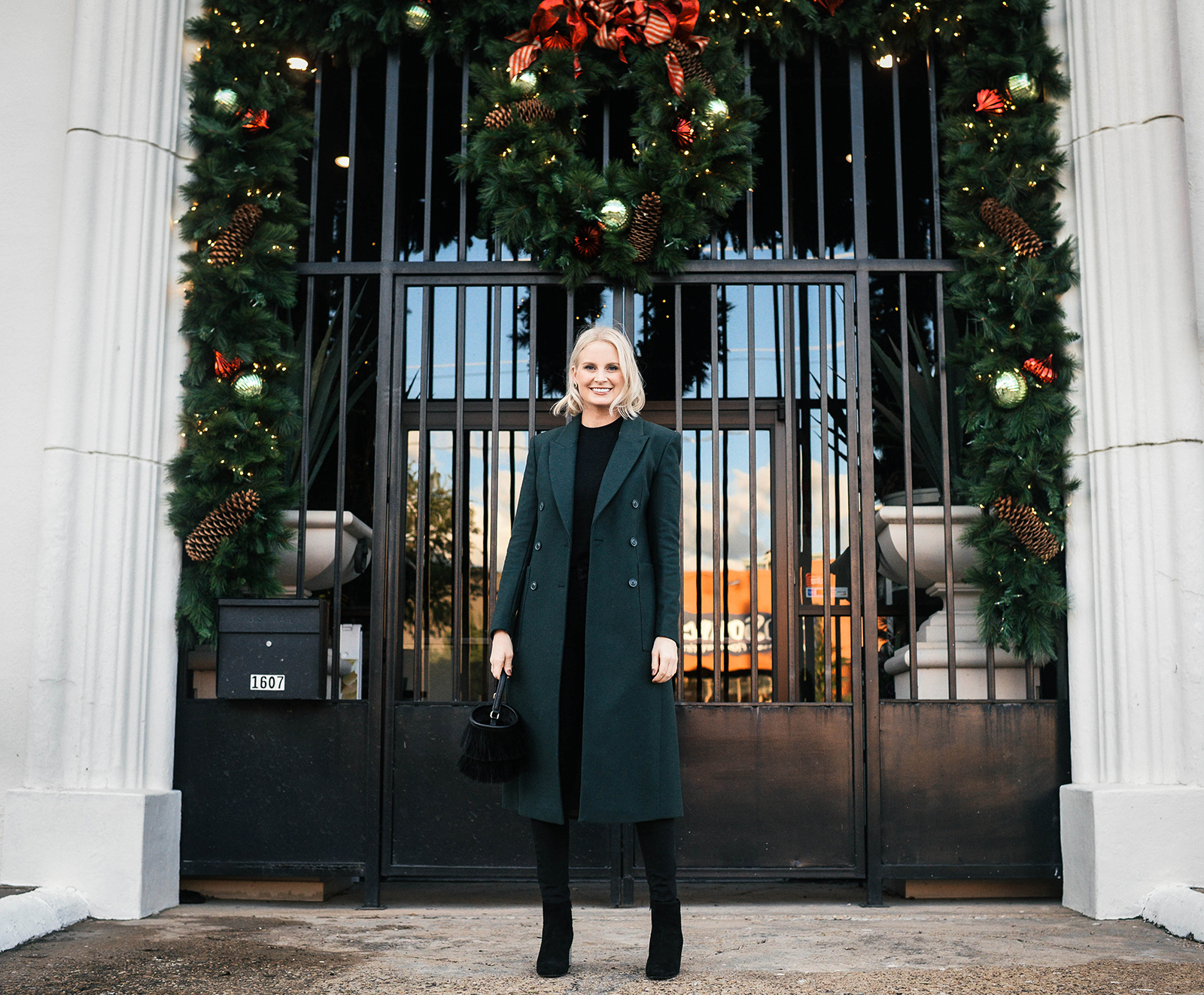 Holiday Party Outfit Guide | A Sleek Green Coat