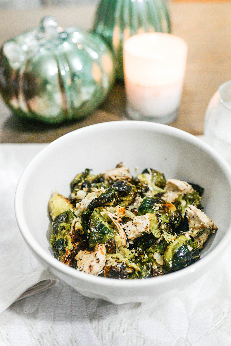 Roasted Brussels Sprouts + Rosemary Grilled Chicken Bowl