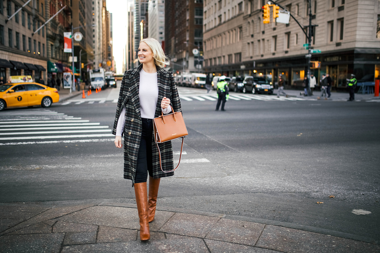 Aquazzura Leather Boots + Strathberry Midi Tote on Merritt Beck, The Style Scribe