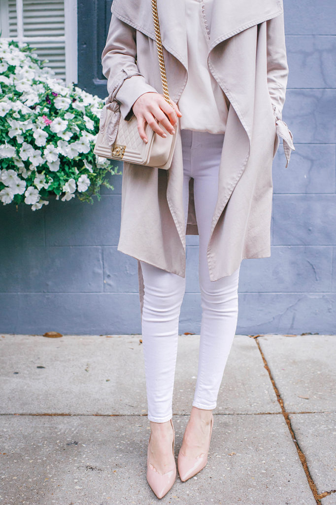 L'Agence Faux Wrap Blouse + White Jeans | Merritt Beck, The Style Scribe