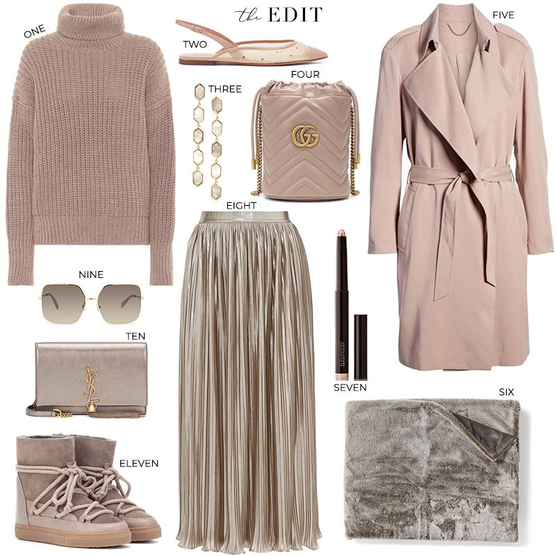 The Edit | Saloni metallic pleated midi skirt