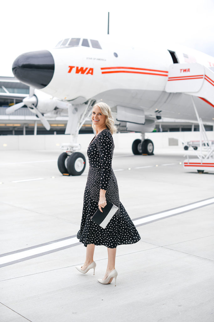 Up, Up and Away with TWA // Rebecca Taylor Nova Dot Jacquard Dress
