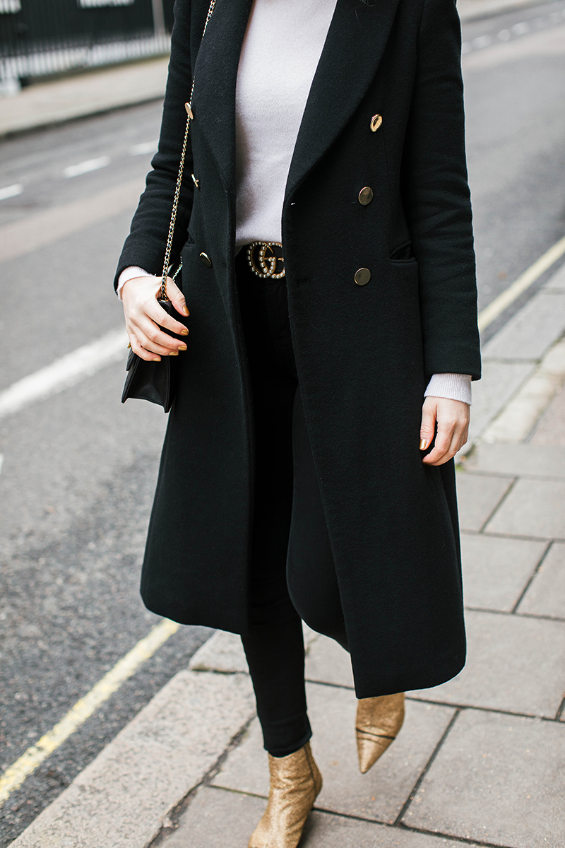 BLACK COAT WITH GOLD BUTTONS