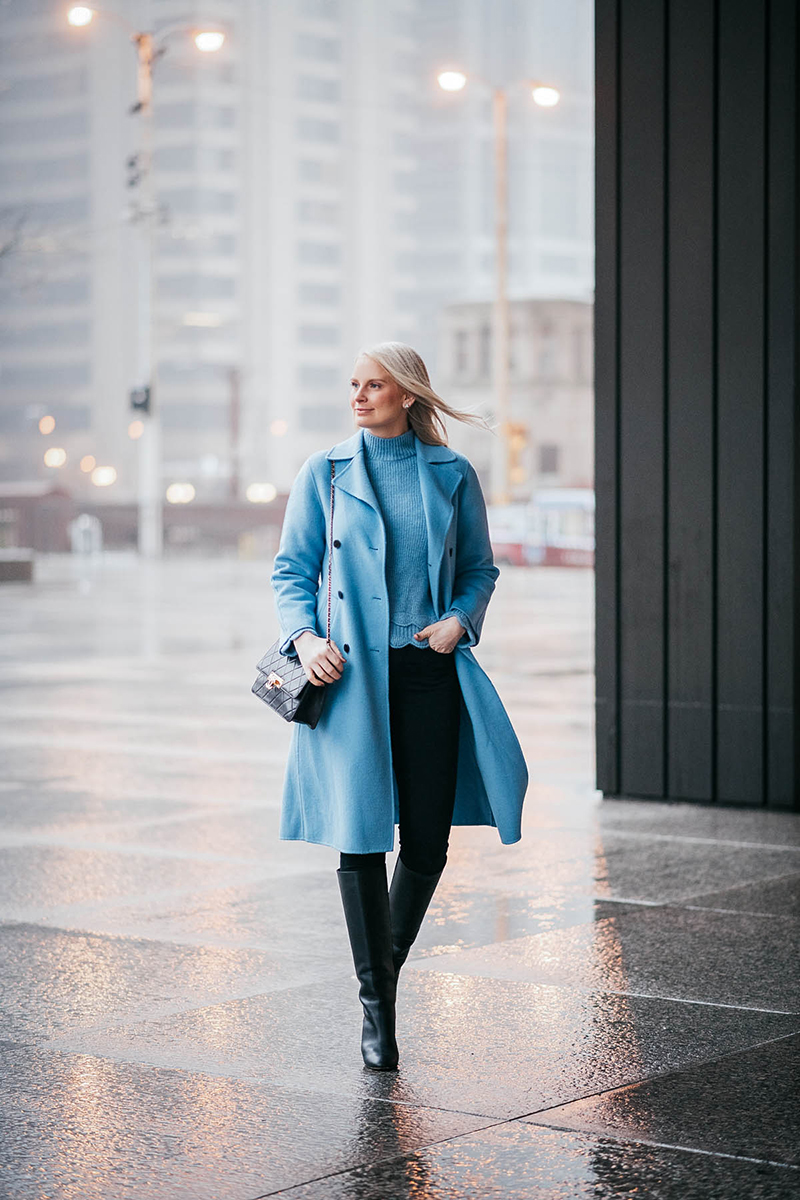 Zara Pale Blue Coat | The Style Scribe