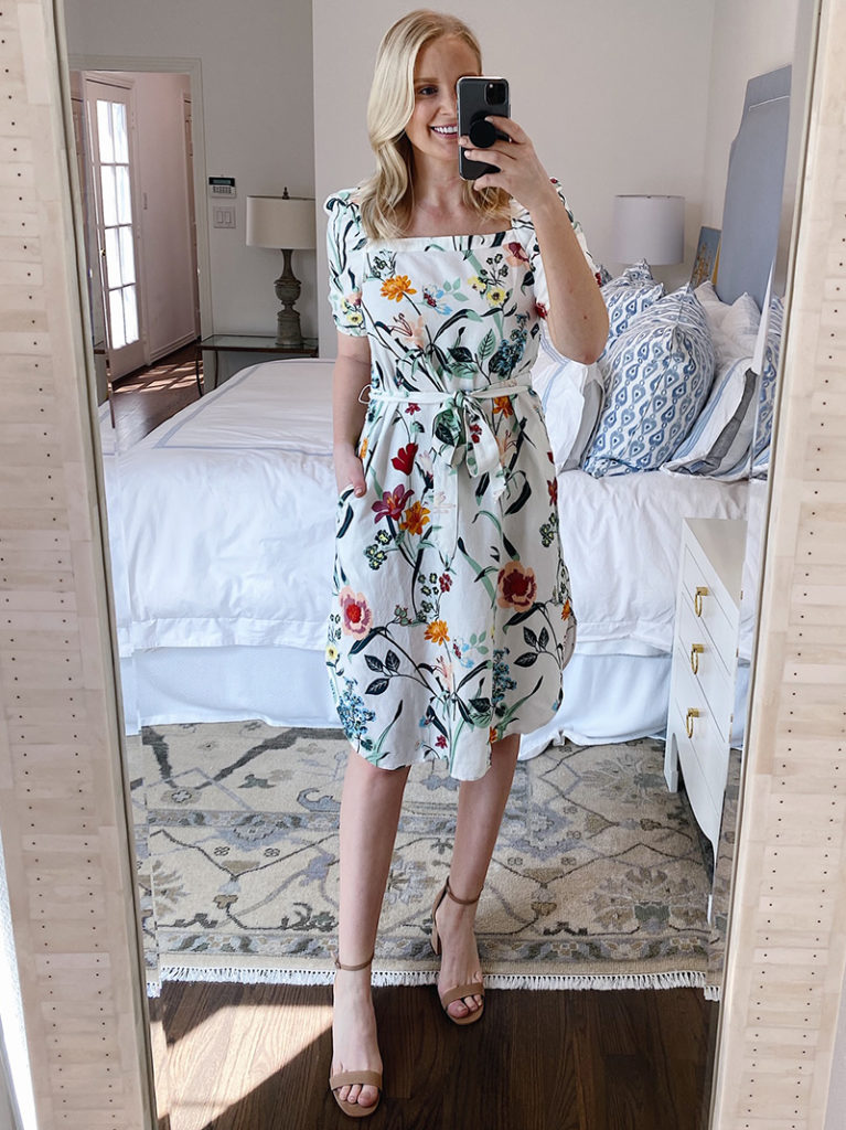 SPRING TRY-ON #2 // LOFT FLORAL PUFF SLEEVE DRESS