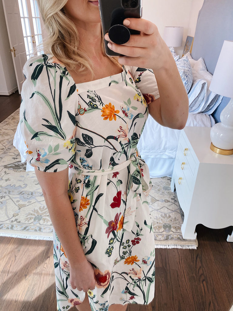 SPRING TRY-ON #2 // LOFT FLORAL PUFF SLEEVE DRESS