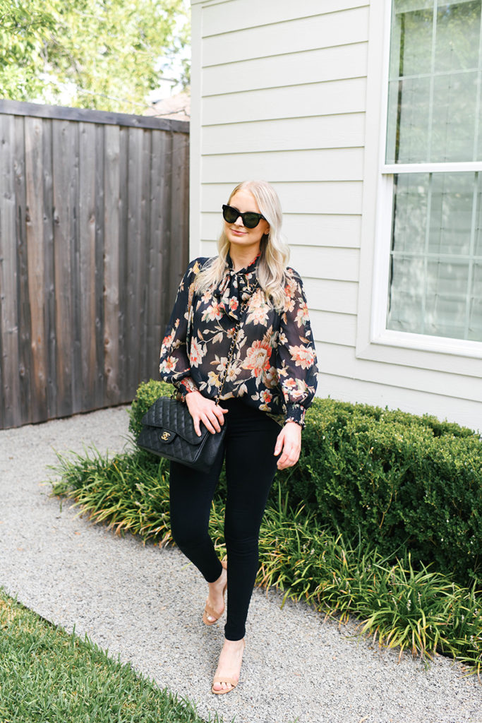 FALL FLORAL BLOUSE STYLED FOR WORK AND WEEKEND