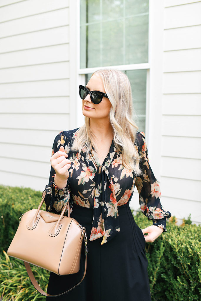 FALL FLORAL BLOUSE STYLED FOR WORK AND WEEKEND