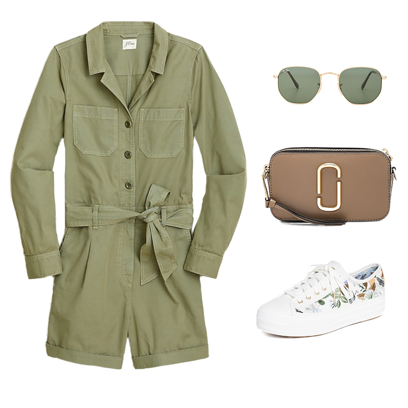 GREEN ROMPER WITH SNEAKERS