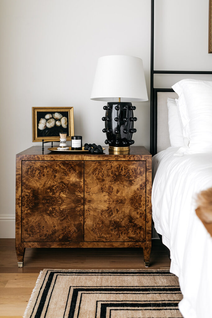 BURL WOOD NIGHSTANDS // STYLING A NEUTRAL BEDROOM