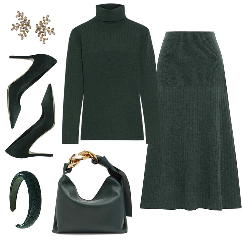 CHIC FALL OUTFIT IDEAS // MONOCHROME GREEN LOOK
