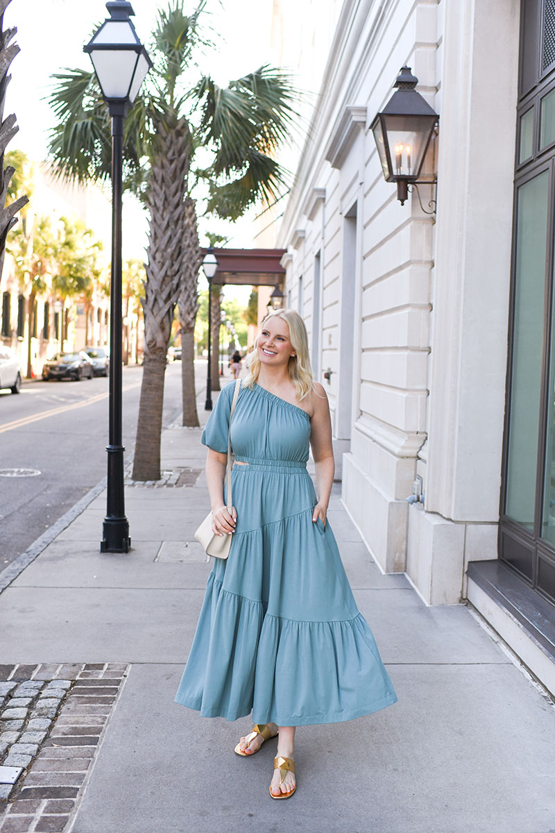 CHARLESTON OUTFITS // CUYANA ONE-SHOULDER MAXI DRESS