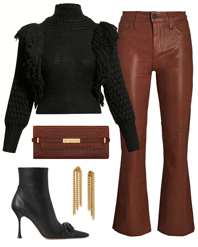 FALL OUTFIT INSPIRATION // BROWN COATED JEANS + HEELED BOOTIES