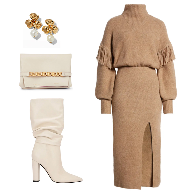 FALL OUTFIT INSPIRATION // CHIC SWEATER DRESS FOR DINNER LOOK