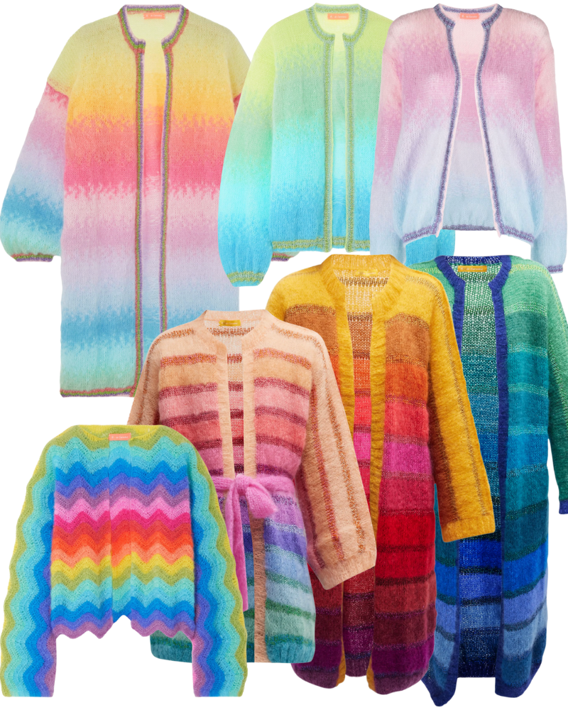 ROSE CARMINE // COLORFUL RAINBOW CARDIGANS AND KNIT SWEATERS